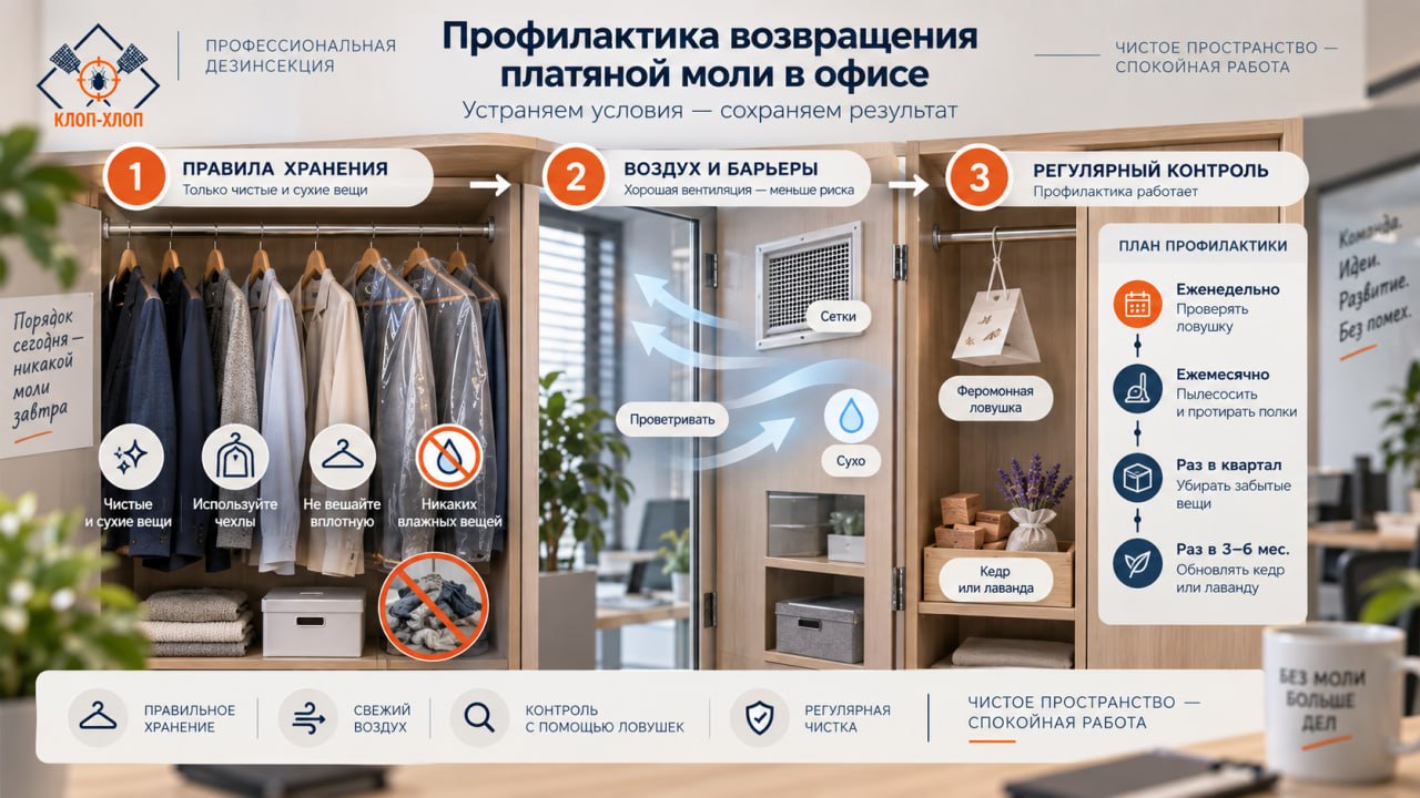 Профилактика повторного появления моли: правила хранения, вентиляция и регулярный осмотр